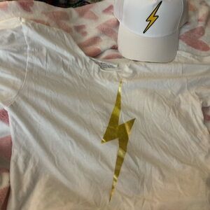 Aviator nation Lightning Bolt White T-Shirt with matching aviator nation hat